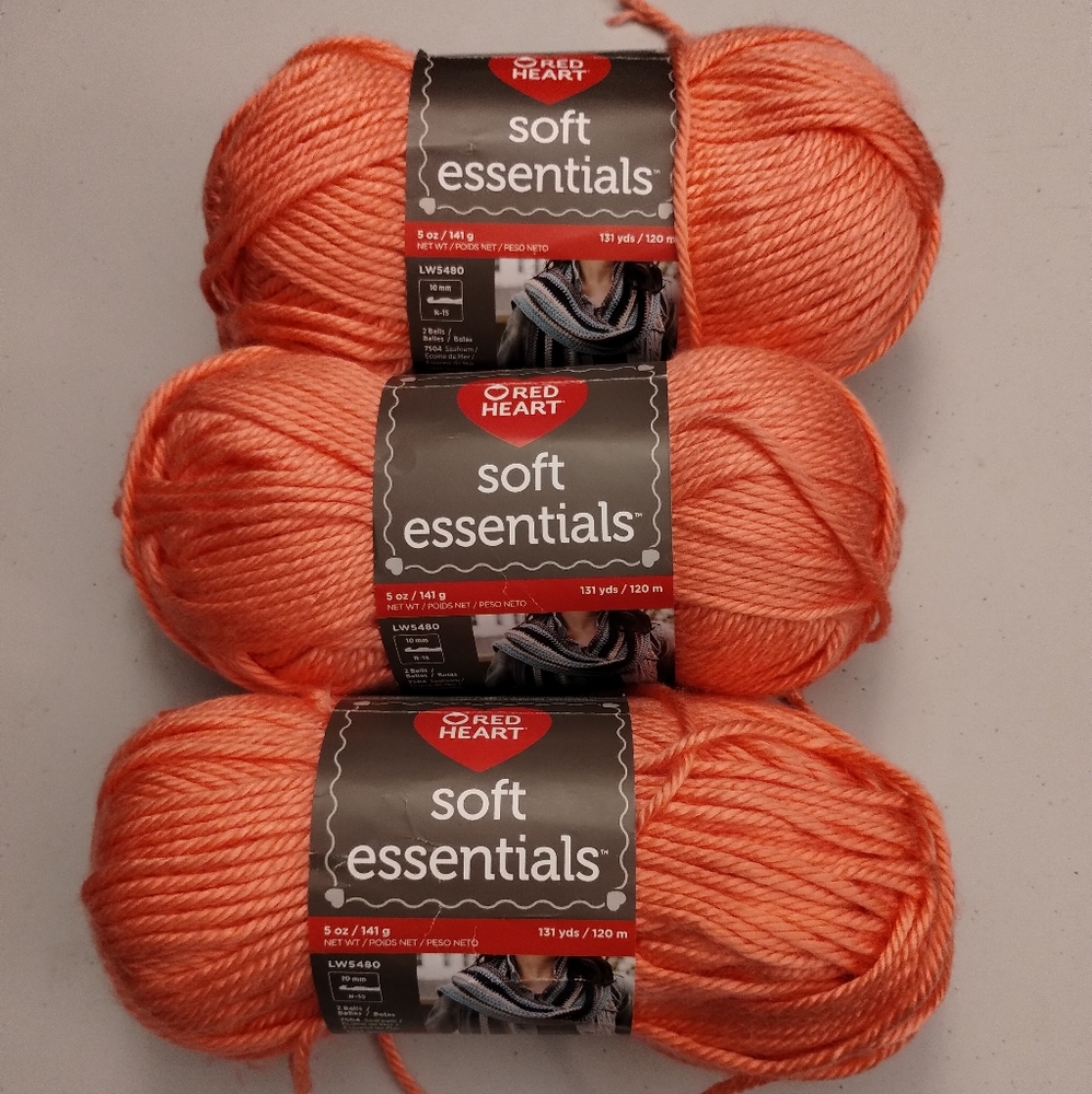 Set of 3 Red Heart Soft Essentials Yarn